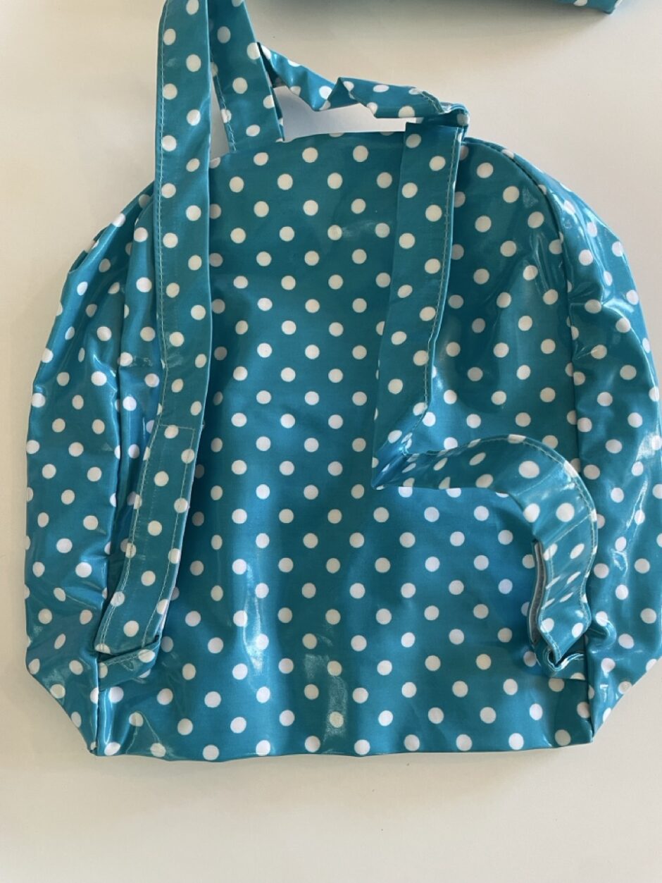 *Sac à dos enfant pour maternelle 27x20cm à pois blancs et sa trousse