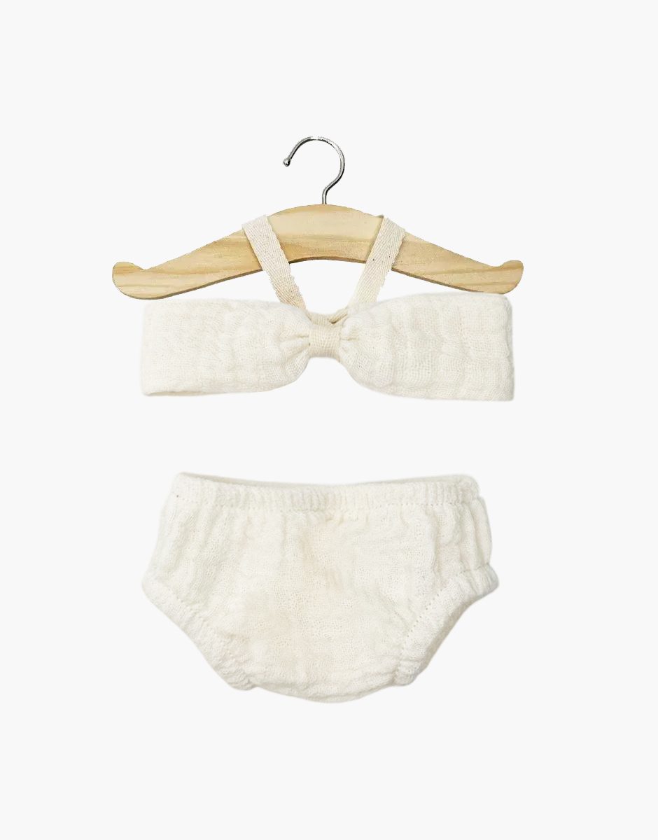 Maillot de bain 2 pièces Ursula en gaze de coton écru