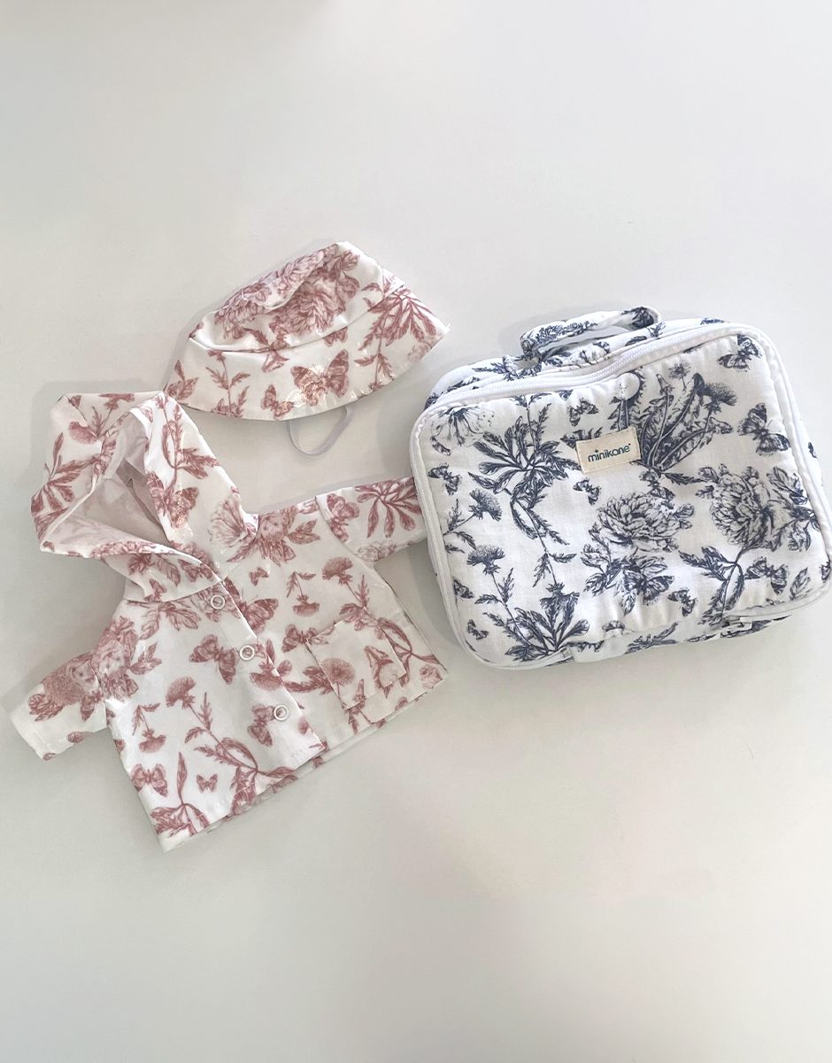*Imperméable GORDIS en toile de Jouy rose Minikane X Tartine et Chocolat et sa valisette