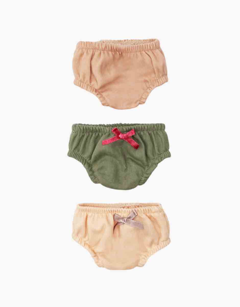 Lot de 3 culottes Charlotte en coton nude/rose buvard/kaki