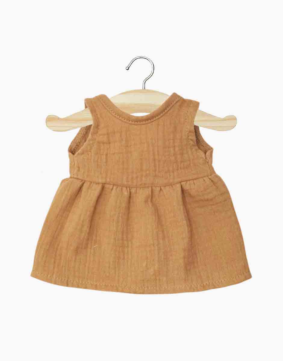 Robe Faustine manches courtes en gaze de coton Caramel
