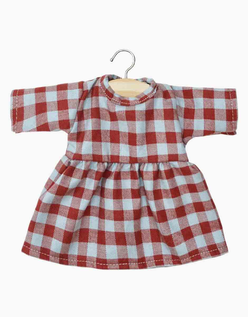 Robe Faustine manches longues Vichy fauve/givre