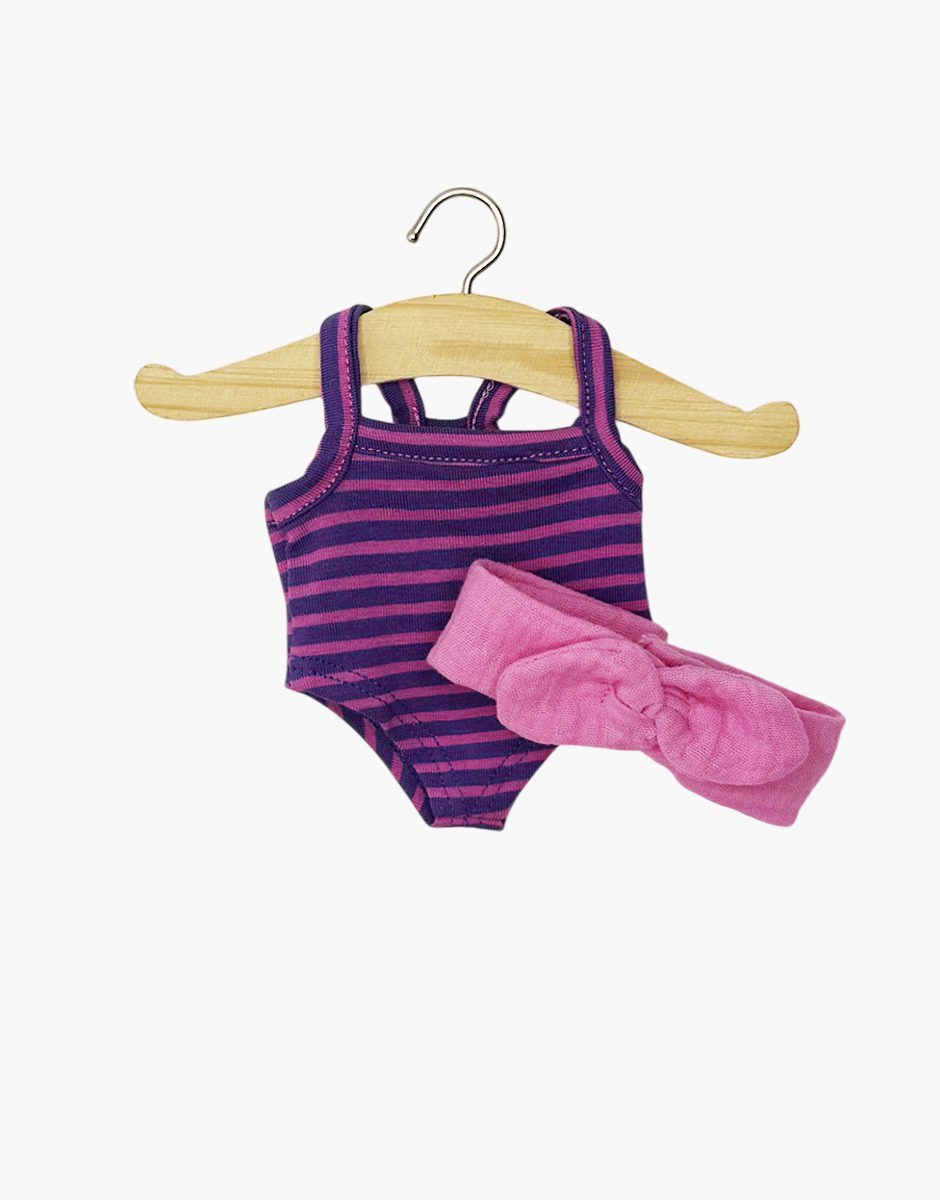 Mini Panchas - Body rayé violet / lilas et son headband