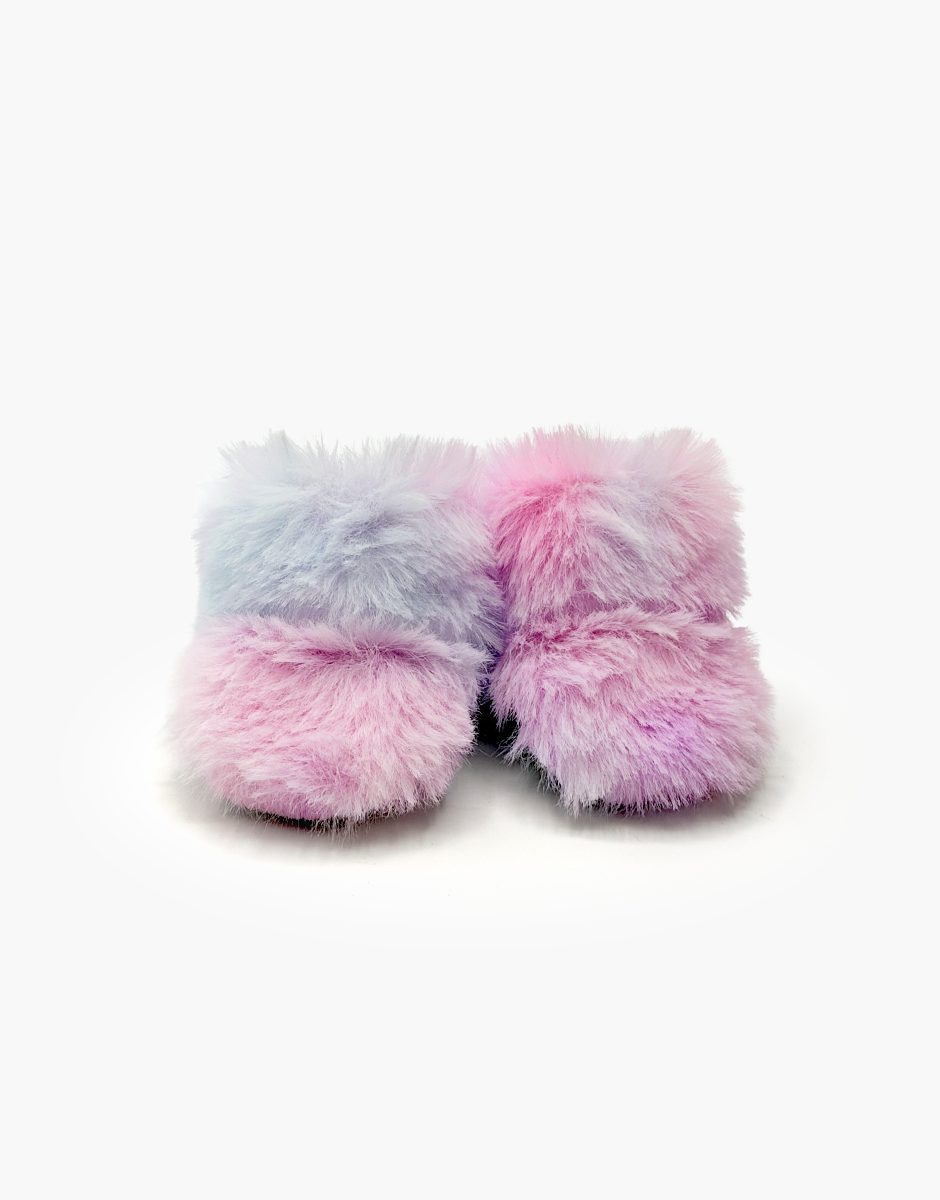 Snow Boots en fausse fourrure arc-en-ciel lilas