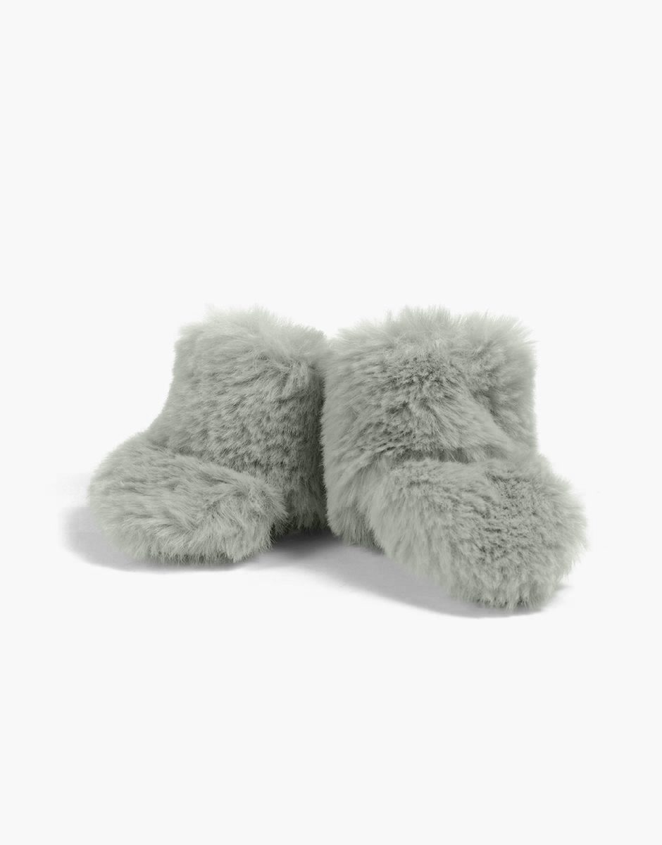 Snow Boots en fausse fourrure vert de gris