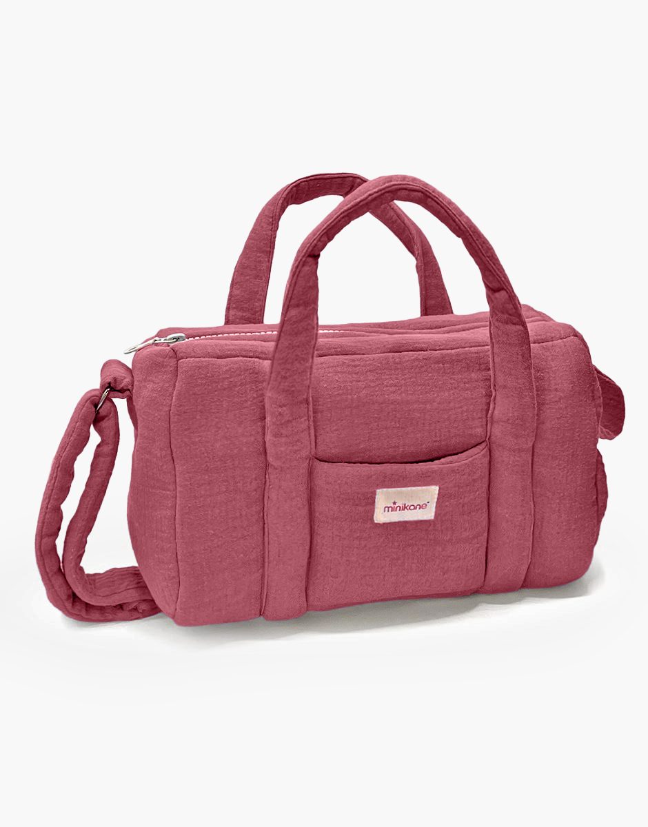 Sac à langer poupée en gaze de coton framboise