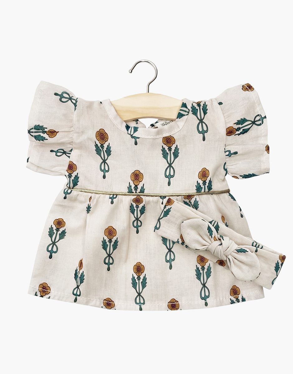 Robe Daisy et son headband à noeud rond en coton Fleurs nordiques