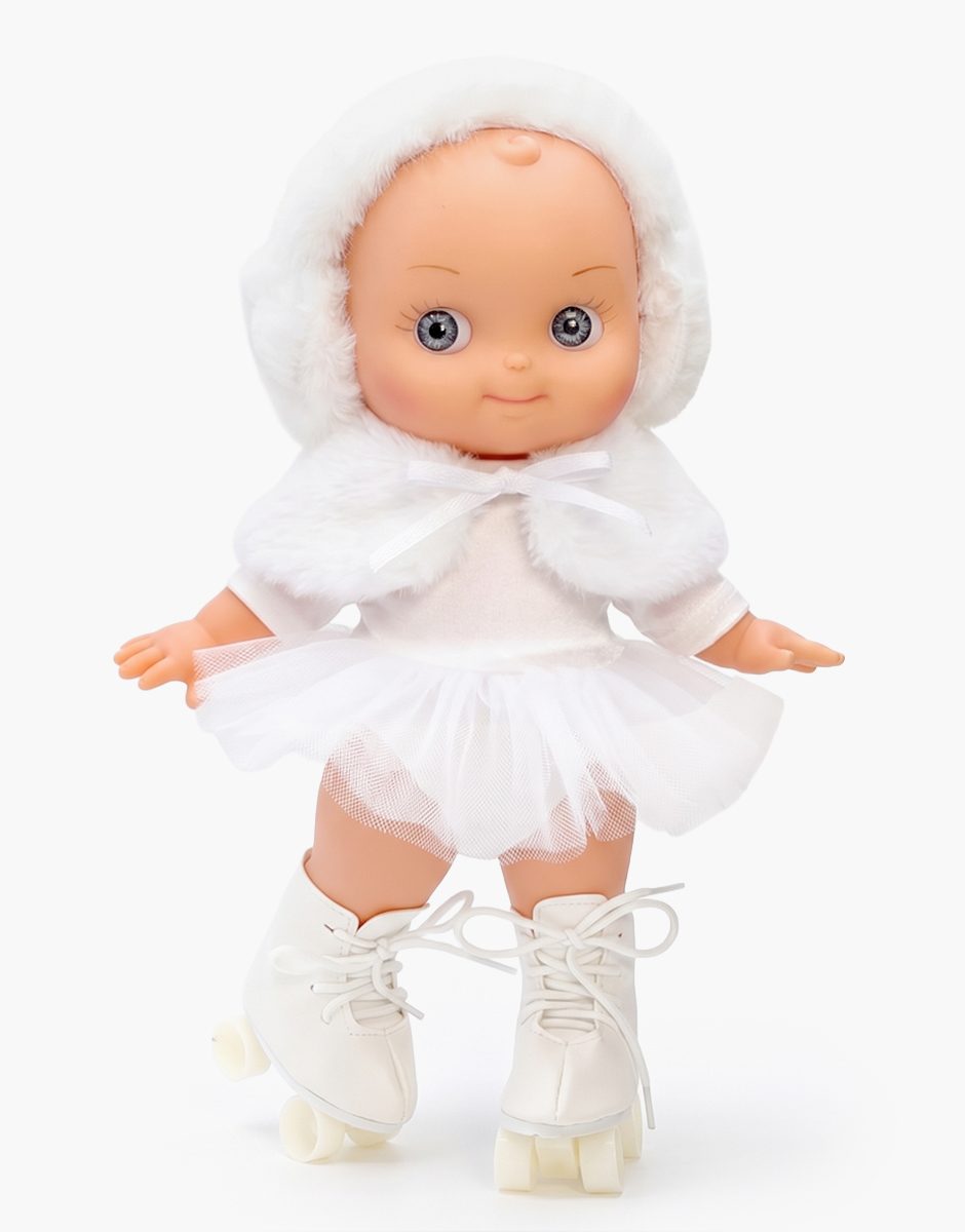 Lot accessoires de ski Mini Panchas avec cache épaules et paire de patins blancs