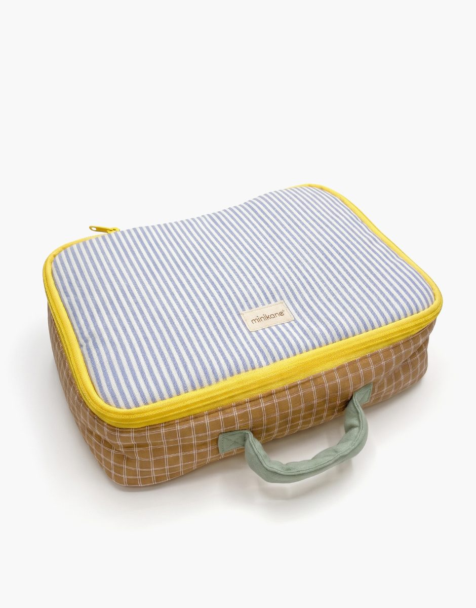 Basile et sa valisette Kit de Naissance rayée bleu