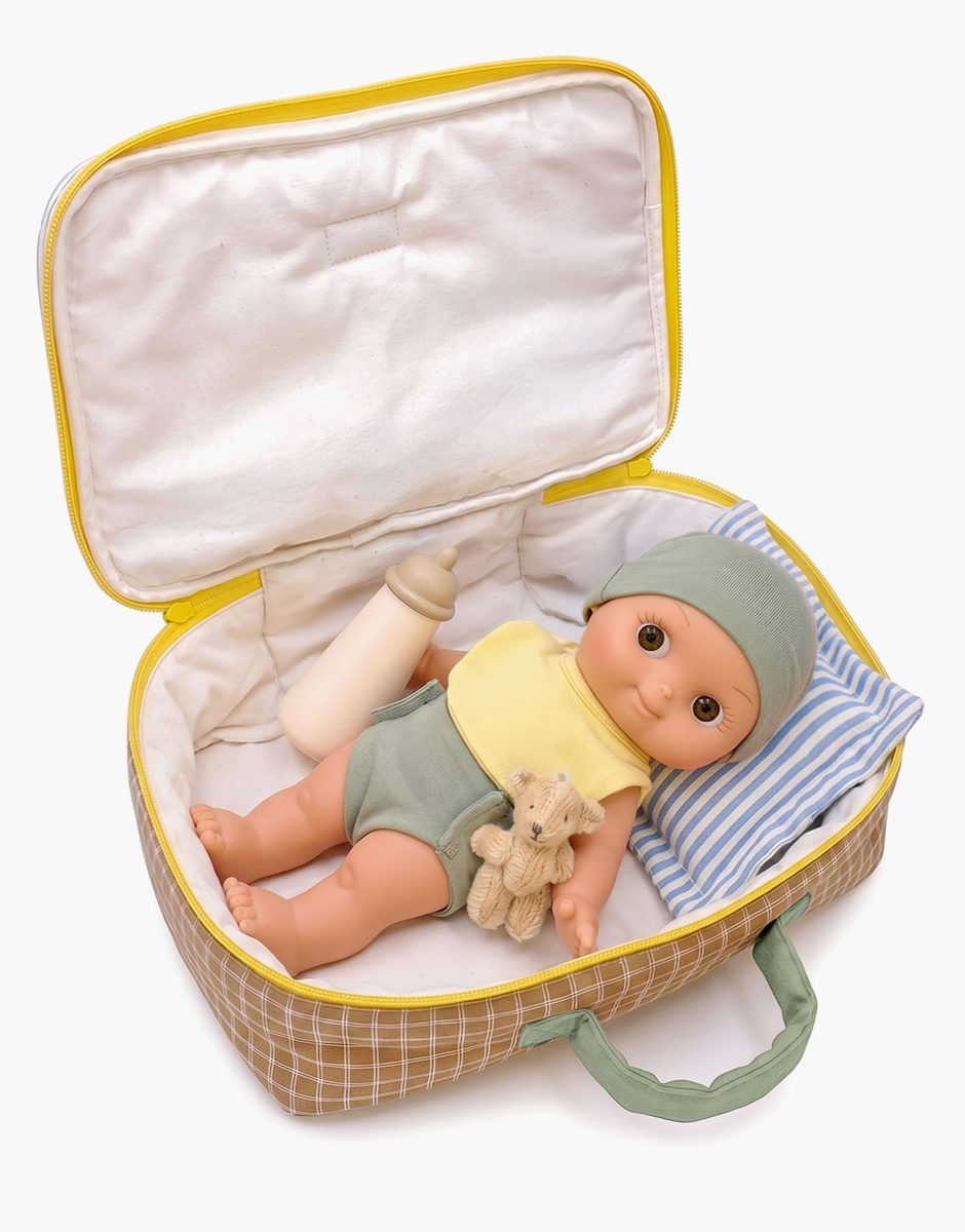 Basile et sa valisette Kit de Naissance rayée bleu