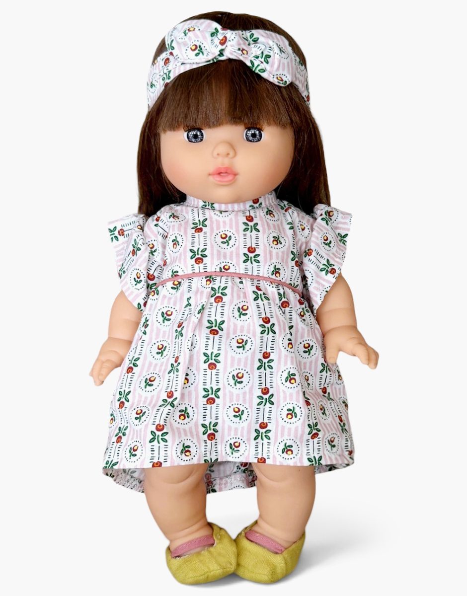 Minikane x Éditions Aimable - Cerise, poupée Gordis 34cm habillée de son ensemble en coton Pommette